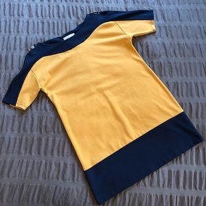 French Connection Navy & Gold Mod Shift Dress